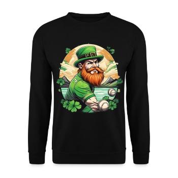 St. Patrick's Day Shamrock Baseball - Unisex Sweatshirt - black - Front - Alina (178cm) & Michal (187cm)