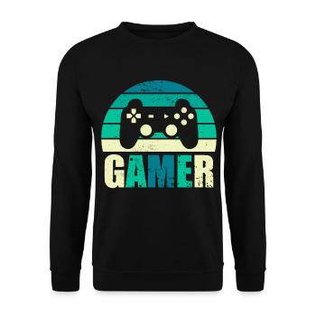 Gamer Vintage Sunset Gaming Controller - Sweat-shirt Unisexe - noir - Devant - Alina (178cm) & Michal (187cm)