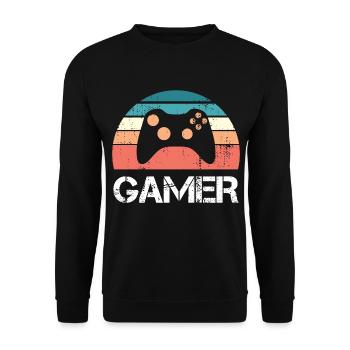 Gamer Retro Sunset Gaming Controller Cadeau pour garçons - Sweat-shirt Unisexe - noir - Devant - Alina (178cm) & Michal (187cm)