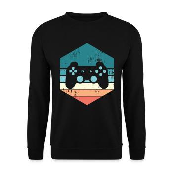 Gaming Sunset Gift for Video Gamer Nerd - Unisex Sweatshirt - black - Front - Alina (178cm) & Michal (187cm)