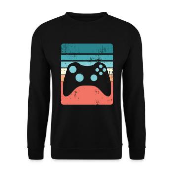 Vintage Gaming Geek Sunset Gamer Gift - Unisex Sweatshirt - black - Front - Alina (178cm) & Michal (187cm)