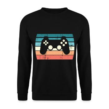 Retro Video Gaming Gamer Sunset Boys Girls - Unisex Sweatshirt - black - Front - Alina (178cm) & Michal (187cm)