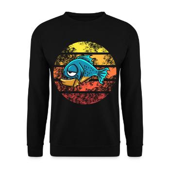 Piranha Geschenk - Unisex Pullover - Schwarz - Vorne - Alina (178cm) & Michal (187cm)