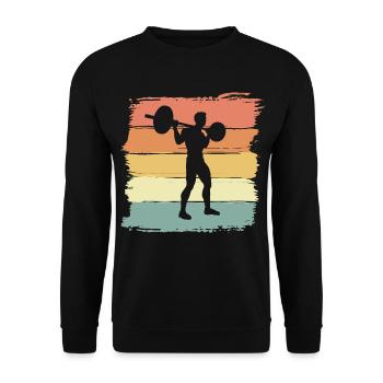 Musculation Fitness Poids Lifting Rétro Vintage - Sweat-shirt Unisexe - noir - Devant - Alina (178cm) & Michal (187cm)