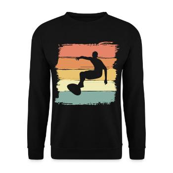 Surfing Retro Vintage Surfen Legende - Unisex Pullover - Schwarz - Vorne - Alina (178cm) & Michal (187cm)