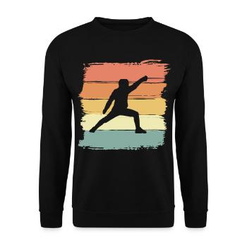 Fechten vintage retro Fechten Legende - Unisex Pullover - Schwarz - Vorne - Alina (178cm) & Michal (187cm)