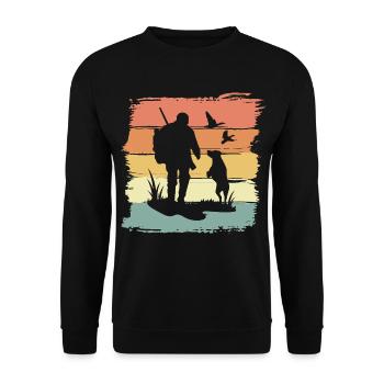 Chasse à la chasse avec chien rétro vintage - Sweat-shirt Unisexe - noir - Devant - Alina (178cm) & Michal (187cm)