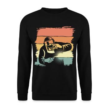 Welding retro vintage welder legend - Unisex Sweatshirt - black - Front - Alina (178cm) & Michal (187cm)