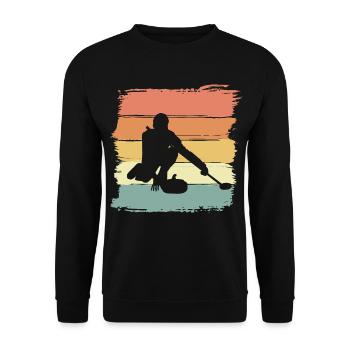 Curling retro vintage für Curling Liebhaber - Unisex Pullover - Schwarz - Vorne - Alina (178cm) & Michal (187cm)