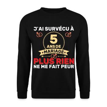 5 Ans De Mariage Noces De Coton Cadeau Mari 5eme - Sweat-shirt Unisexe - noir - Devant - Alina (178cm) & Michal (187cm)