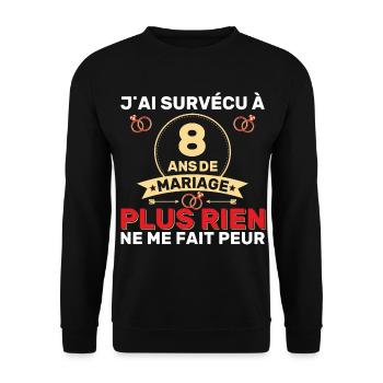 8 Ans De Mariage Noces De Coton Cadeau Mari 8eme - Sweat-shirt Unisexe - noir - Devant - Alina (178cm) & Michal (187cm)