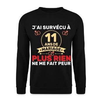 11 Ans De Mariage Noces De Coton Cadeau Mari 11eme - Sweat-shirt Unisexe - noir - Devant - Alina (178cm) & Michal (187cm)