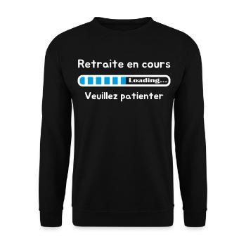 retraite en cours veuillez patienter design humour - Sweat-shirt Unisexe - noir - Devant - Alina (178cm) & Michal (187cm)