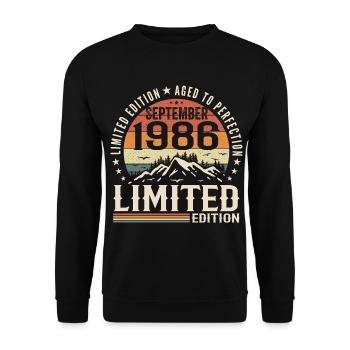 September 1986, September 1986 Birthday Gift - Unisex Sweatshirt - black - Front - Alina (178cm) & Michal (187cm)