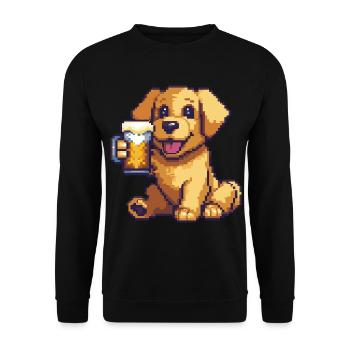 Golden Retriever Hunde Pixel Bier Lustig - Unisex Pullover - Schwarz - Vorne - Alina (178cm) & Michal (187cm)