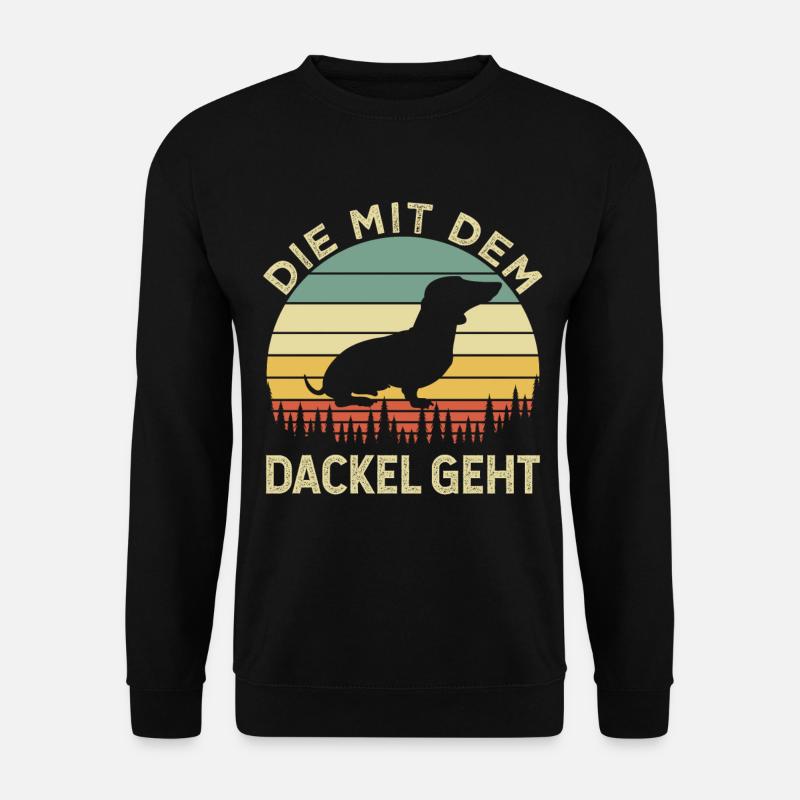 Die mit dem Dackel geht Teckel Geschenk T-Shirt - Unisex Pullover - Schwarz