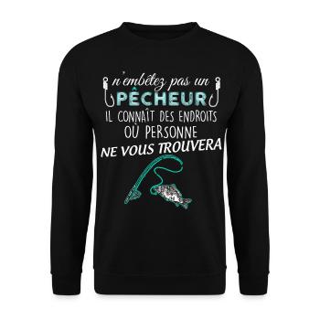 Pêcheur humour métier pêche - Sweat-shirt Unisexe - noir - Devant - Alina (178cm) & Michal (187cm)