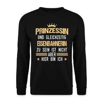 Eisenbahner Lokführer Eisenbahn Bahn Beruf Spruch - Unisex Pullover - Schwarz - Vorne - Alina (178cm) & Michal (187cm)