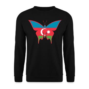Azerbaijan Flag Butterfly - Unisex Sweatshirt - black - Front - Alina (178cm) & Michal (187cm)