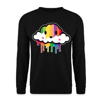 Cute Cloud Raining Rainbow Colors - Unisex Sweatshirt - black - Front - Alina (178cm) & Michal (187cm)