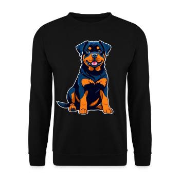 Cute Rottweiler in Comic Style - Unisex Sweatshirt - black - Front - Alina (178cm) & Michal (187cm)