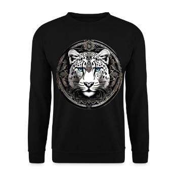 Mystical Motif Mysterious Snow Leopard - Unisex Sweatshirt - black - Front - Alina (178cm) & Michal (187cm)