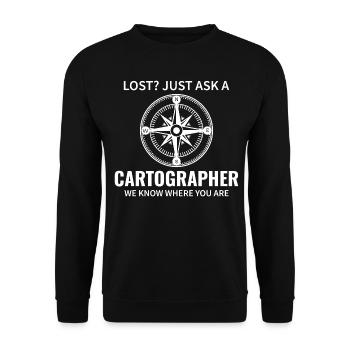 Cartographer Compass Map Navigation GIS - Unisex Sweatshirt - black - Front - Alina (178cm) & Michal (187cm)