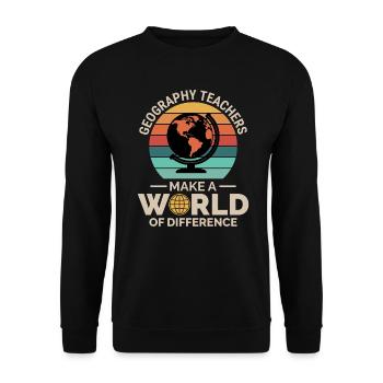 Geography Teachers Globe World Difference - Unisex Sweatshirt - black - Front - Alina (178cm) & Michal (187cm)