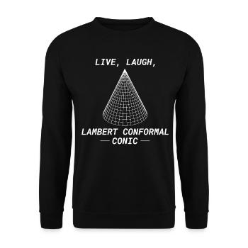 Lambert Conformal Conic GIS Projection Cartography - Unisex Sweatshirt - black - Front - Alina (178cm) & Michal (187cm)