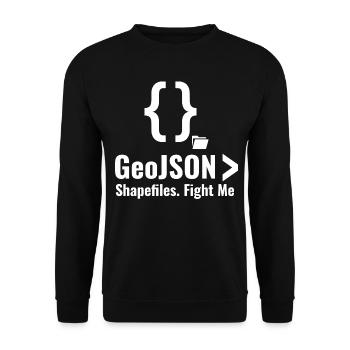 Debatte über GeoJSON-Shapefiles GIS-Datenformat - Unisex Pullover - Schwarz - Vorne - Alina (178cm) & Michal (187cm)