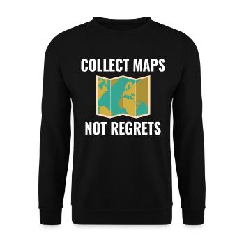 Collect Maps Not Regrets GIS Travel - Unisex Sweatshirt - black - Front - Alina (178cm) & Michal (187cm)