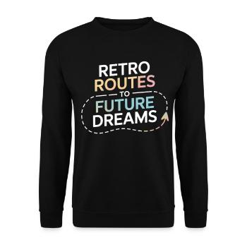Retro Routen Future Dreams Kompass Karte - Unisex Pullover - Schwarz - Vorne - Alina (178cm) & Michal (187cm)