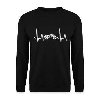 Motorrad herzschlag motorbike t-shirt - Unisex Pullover - Schwarz - Vorne - Alina (178cm) & Michal (187cm)