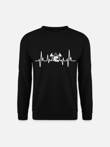 Feuerwehr Herzschlag Feuerwehrmann - Unisex Pullover - Schwarz