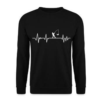 Fishing fishermen heartbeat angler - Unisex Sweatshirt - black - Front - Alina (178cm) & Michal (187cm)