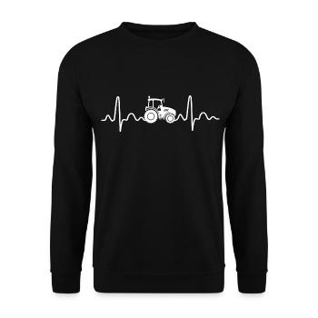 Heartbeat Farmer Farmer Tractor - Unisex Sweatshirt - black - Front - Alina (178cm) & Michal (187cm)