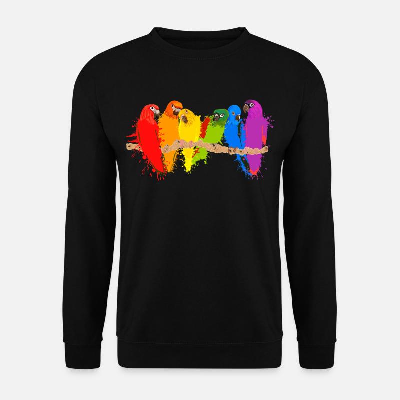 Bunte Papageien-Schar - Unisex Pullover - Schwarz