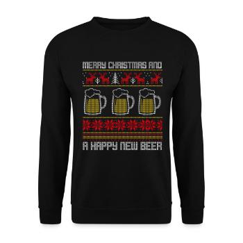 Joyeux Noël et bonne nouvelle bière Noël - Sweat-shirt Unisexe - noir - Devant - Alina (178cm) & Michal (187cm)