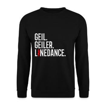 geil. geiler. linedance. - Unisex Pullover - Schwarz - Vorne - Alina (178cm) & Michal (187cm)