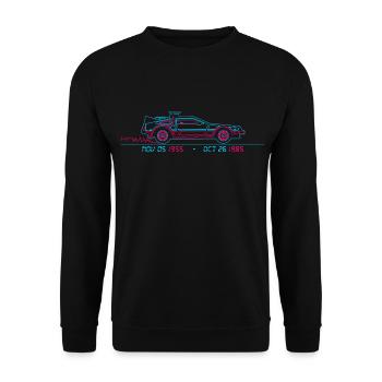 Zurück In Die Zukunft Digital Delorean - Unisex Pullover - Schwarz - Vorne - Alina (178cm) & Michal (187cm)
