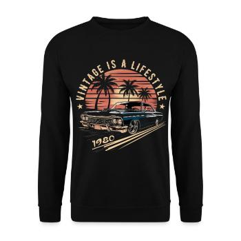 Vintage 1980's Retro Classic Car Legendary since 1980 - Unisex Sweatshirt - black - Front - Alina (178cm) & Michal (187cm)