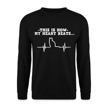 My Heart Beats For Cat - Unisex Sweatshirt - black - Front - Alina (178cm) & Michal (187cm)