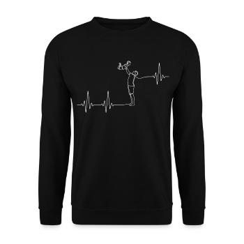 Papa und Kind spielen Herzschlag Vater spielt - Unisex Pullover - Schwarz - Vorne - Alina (178cm) & Michal (187cm)