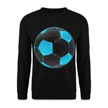 Fußball Schwarz Blau Coole Fußbälle Sticker - Unisex Pullover - Schwarz - Vorne - Alina (178cm) & Michal (187cm)