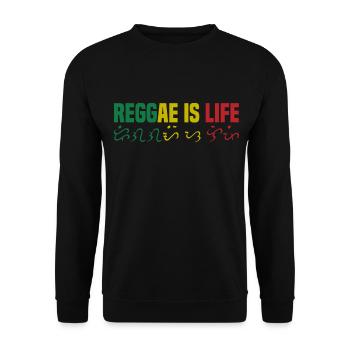 Reggae ist Leben - Unisex Pullover - Schwarz - Vorne - Alina (178cm) & Michal (187cm)