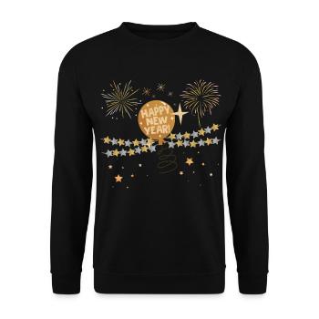 HAPPY NEW YEAR - Sweat-shirt Unisexe - noir - Devant - Alina (178cm) & Michal (187cm)