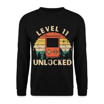 Level 11 Unlocked - Unisex Sweatshirt - black - Front - Alina (178cm) & Michal (187cm)