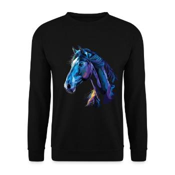 Cheval sur fond noir - Sweat-shirt Unisexe - noir - Devant - Alina (178cm) & Michal (187cm)