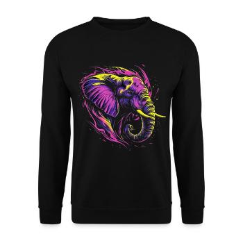 Éléphant Afrique Safari Nature sauvage Néon coloré - Sweat-shirt Unisexe - noir - Devant - Alina (178cm) & Michal (187cm)