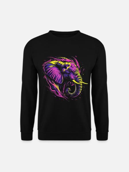 Elefant Afrika Safari Natur Wildnis Neon Bunt - Unisex Pullover - Schwarz